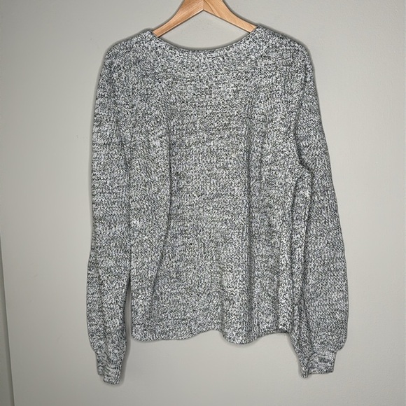 Gap Women's XL Tall Shaker-Stitch 100% Cotton Crewneck Sweater in Black & White - Picture 1 of 6